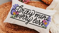 pray more worry less lumbar pillow for rocking chair, Christian gifts for ladies Bible study group essentials, prayer warrior gift, floral