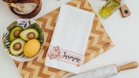 personalized women of the Bible floral kitchen towels for friends, Christian Christmas gifts for godmother, religious kitchen decor, faith