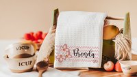 personalized women of the Bible floral kitchen towels for friends, Christian Christmas gifts for godmother, religious kitchen decor, faith