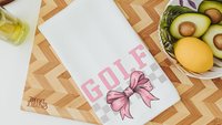 pink bow golf towels for women, golf mom era coquette hand towels for sports, lady golfer towel, golfing gifts for girls, cute golf gifts