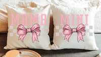 pink coquette mama and mini matching throw pillows for nursery, first Mothers day gift for wife, mommy and me accent pillows for bed, mom
