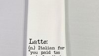 latte coffee kitchen towel funny kitchen hand towels, coffee lover gift for her, coffee bar decor, sarcastic gifts for coworkers, best gifts
