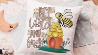 be wild and free bumble bee throw pillow for kids reading nook pillow covers 18x18, honey bee baby shower gifts, inspirational nursery decor