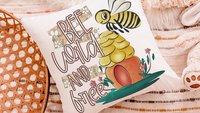 be wild and free bumble bee throw pillow for kids reading nook pillow covers 18x18, honey bee baby shower gifts, inspirational nursery decor