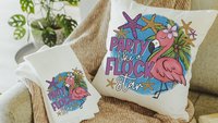 party like a flock star cute flamingo throw pillows funny kitchen towels for mom, tropical decor flamingo gifts for her, whimsical flamingo