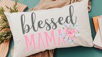 blessed mama throw pillows for bench, blush pink floral lumbar decorative pillows for bedroom, Christian mom gifts for new mom, faith gifts
