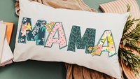 floral mama pillow for mom from baby, first time mom Mothers day gift for daughter in law, cute lumbar throw pillow cover 12 x 20, new mom