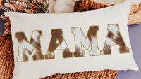 mama throw pillow for bed, cowhide lumbar pillow for chair, western decor for bedroom, cowboy baby shower gifts for mom to be, cow gifts for