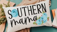 southern mama lumbar pillow for bed, veranda Adirondack chair pillows, country mom gift from daughter, blue peony throw pillow for couch