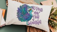 be your own kind of beautiful lumbar pillow for bed, cute dorm decor for girls, inspirational gifts for graduation, peacock throw pillow