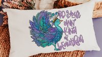 be your own kind of beautiful lumbar pillow for bed, cute dorm decor for girls, inspirational gifts for graduation, peacock throw pillow