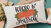 believe in yourself inspirational throw pillows for bed, red dahlia floral lumbar pillow cover 12x20, cute Christmas gifts for college girls