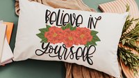 believe in yourself inspirational throw pillows for bed, red dahlia floral lumbar pillow cover 12x20, cute Christmas gifts for college girls