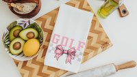pink bow golf towels for women, golf mom era coquette hand towels for sports, lady golfer towel, golfing gifts for girls, cute golf gifts