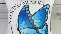 In Loving Memory Blue Butterfly Pillow