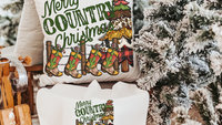 merry country Christmas throw pillows for sofa, cowboy Christmas tree Christmas kitchen towels, western Christmas decor for home, hostess