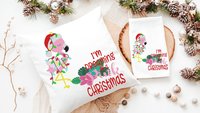 I'm dreaming of a pink Christmas throw pillows for couch, flamingo Christmas kitchen towels, cute Christmas gifts for beach lovers, coastal