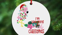 I'm dreaming of a pink Christmas throw pillows for couch, flamingo Christmas kitchen towels, cute Christmas gifts for beach lovers, coastal