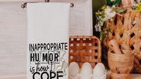 inappropriate kitchen towels funny kitchen decor, dark humor gag gifts for men, sassy kitchen dish towels, sarcastic gifts for friends, best