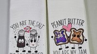 pb and j you're my jam cute Valentines kitchen towels, you're the salt to my pepper funny Valentines gifts for girlfriend, Valentine wedding