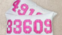 personalized zip code pillow cover 12 by 20, high school graduation gifts for girls, faux sparkle hot pink lumbar pillow for bed, moving
