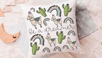 inspirational llama throw pillow for bed, cactus decor southwest nursery decor, pre teenage girl gifts, gender neutral baby gift, tween girl