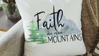 faith can move mountains Matthew 17 20 Bible verse throw pillow for bench, Christian birthday day gifts for sister, scripture pillow covers