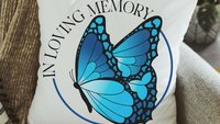 In Loving Memory Blue Butterfly Pillow