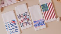 4th of July kitchen towels, patriotic decor for home, July birthday gifts for her, hostess gift ideas, home sweet home dish towel, new home