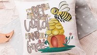 be wild and free bumble bee throw pillow for kids reading nook pillow covers 18x18, honey bee baby shower gifts, inspirational nursery decor