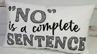 no is a complete sentence lumbar throw pillow for bed cute gifts for girlfriend, sassy girl lumbar pillow for chair, snarky gifts, funny