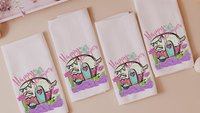 happy glamper funny kitchen towels for women, RV accessories for inside, cute camper hand towels for bathroom, glamping bachelorette party