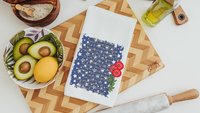 star spangled banner print patriotic kitchen towel for summer, 4th of July hand towels for women, Americana kitchen decor, red poppy floral