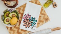 just bloom floral kitchen towels for cooks, colorful daisy kitchen dish towels, plant mom gift, cute flower hand towels for powder room