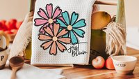 just bloom floral kitchen towels for cooks, colorful daisy kitchen dish towels, plant mom gift, cute flower hand towels for powder room