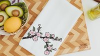 cherry blossom floral kitchen towels for gifts, Japanese aesthetic Japandi kitchen decor, bridal shower gift for bride to be, Sakura flower