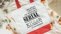 the effort I put into not serial killers tote bags, reusable shopping bag, true crime Christmas gifts for best friend, secret Santa gifts