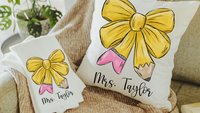 personalized pencil bow teacher ornament wood, 2026 teacher appreciation week gifts, end of year teacher gifts keepsake, teacher car charm