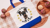 life is better with dogs Doberman pinscher dog lover tote bag for women, dobie mom Doberman gifts, reusable shopping bag, cute dog gifts for