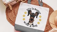 life is better with dogs Doberman pinscher dog lover tote bag for women, dobie mom Doberman gifts, reusable shopping bag, cute dog gifts for