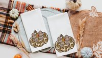 leopard pumpkin throw pillow for bed trendy gifts for women, plaid fall kitchen towels, autumn girly gift set for her, pumpkin coquette room