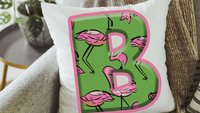 personalized initial kitchen towels decorative hand towel for bathroom, flamingo kitchen decor, beach house hostess gift for women, tropical