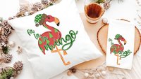 fa la la mingo funny Christmas kitchen towels for women, flamingo Christmas throw pillows for couch, cute Christmas gift set for best friend