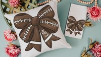personalized football coquette bow football mom gift set for women, cute football rally towel, football bow ornament wood, football cheer