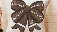 personalized football coquette bow football throw pillows for bed cute football mom gift set for women, football bow kitchen towels for gift