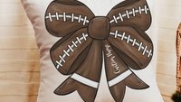 personalized football coquette bow football throw pillows for bed cute football mom gift set for women, football bow kitchen towels for gift