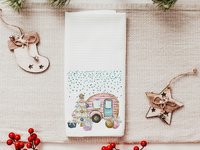 tis the season Christmas kitchen towels set of 3, RV Christmas decor, pink Christmas decorations, Christmas bathroom towels, Christmas gifts