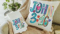 for God so loved the world colorful scripture throw pillows best sellers, John 3:16 Bible verse kitchen towel, Christian Christmas gifts for