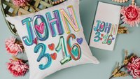 for God so loved the world colorful scripture throw pillows best sellers, John 3:16 Bible verse kitchen towel, Christian Christmas gifts for
