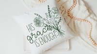 his grace is enough pillow for bedroom, Christian Mothers day gifts for godmother, moss green floral pillow covers 18 x 18, wildflower decor